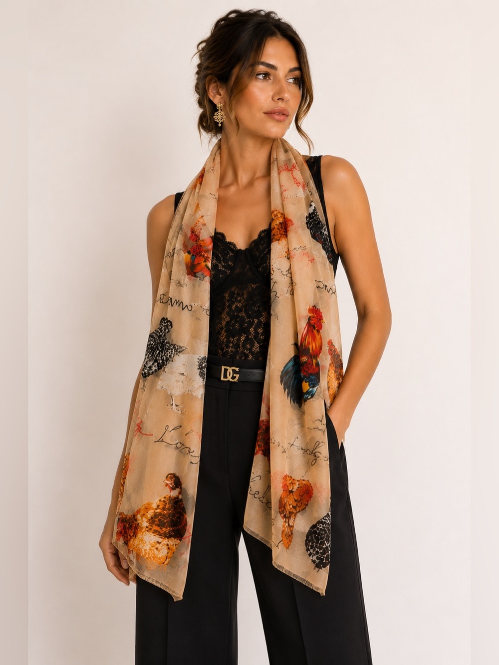 Dolce & Gabbana “L’Amore È Bellezza” Silk Chiffon Stole Scarf, 2017. NWT - Picture 2 of 11